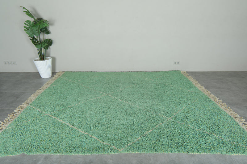 Green beni ourain rug – Handwoven wool - 8.2 ft x 10.2 ft