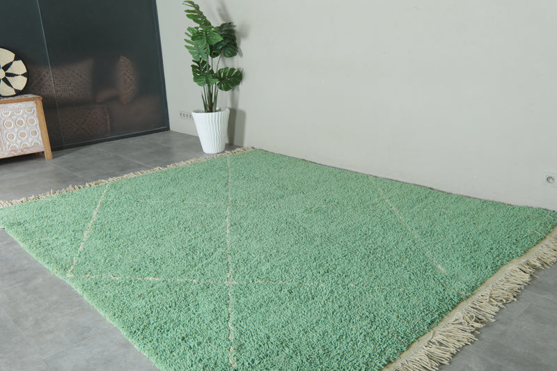 Green beni ourain rug – Handwoven wool - 8.2 ft x 10.2 ft