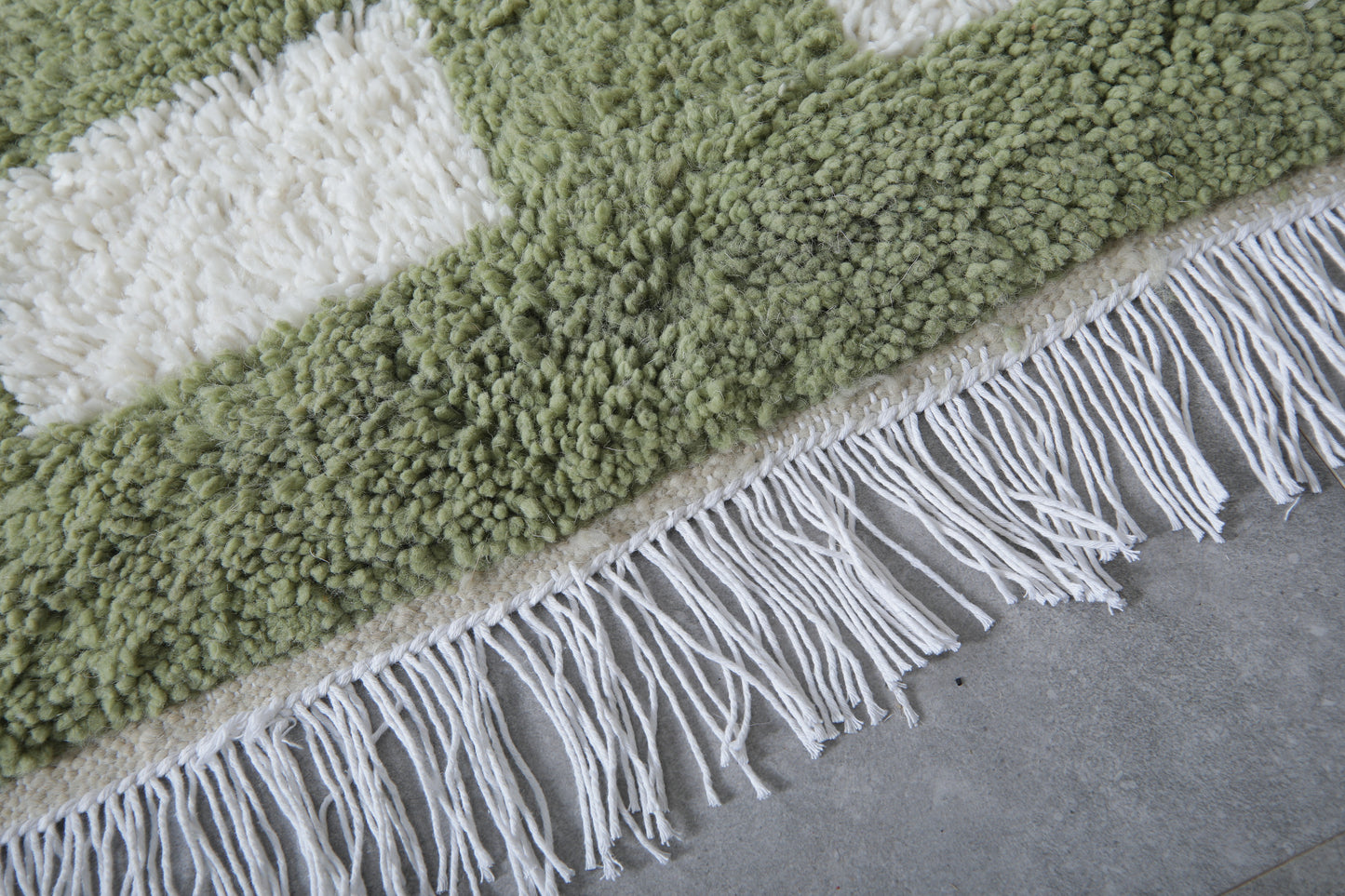 Handmade Beni ourain rug custom - Green Berber rug