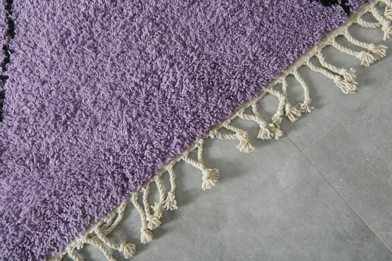 Purple Moroccan beni ourain rug with black diamond pattern - 8.4 ft x 10.1 ft