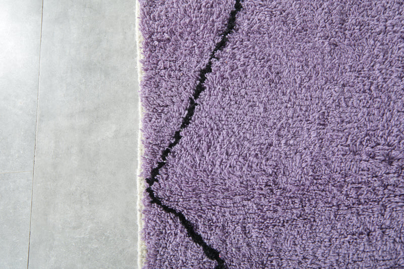 Purple Moroccan beni ourain rug with black diamond pattern - 8.4 ft x 10.1 ft