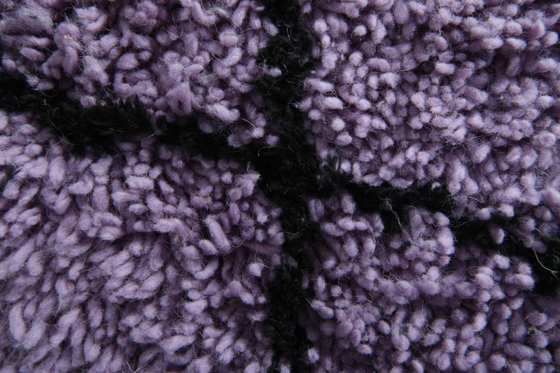 Purple Moroccan beni ourain rug with black diamond pattern - 8.4 ft x 10.1 ft