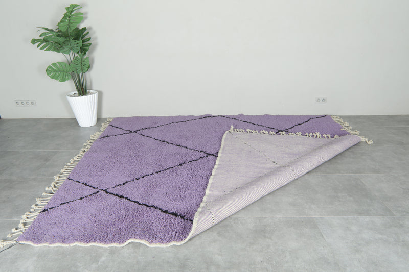 Purple Moroccan beni ourain rug with black diamond pattern - 8.4 ft x 10.1 ft