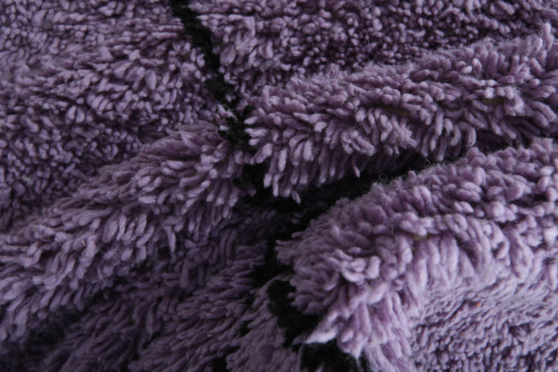 Purple Moroccan beni ourain rug with black diamond pattern - 8.4 ft x 10.1 ft