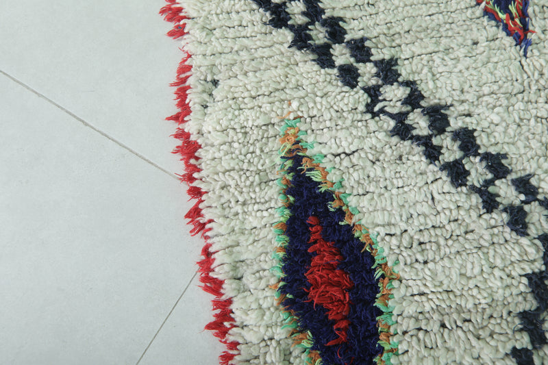 Moroccan Berber Rug with Geometric Diamond Design - 3 X 7.1 Feet - Boucherouite Rugs