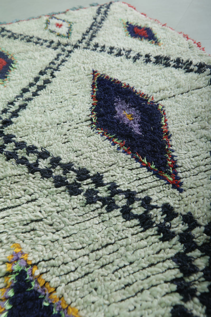 Moroccan Berber Rug with Geometric Diamond Design - 3 X 7.1 Feet - Boucherouite Rugs