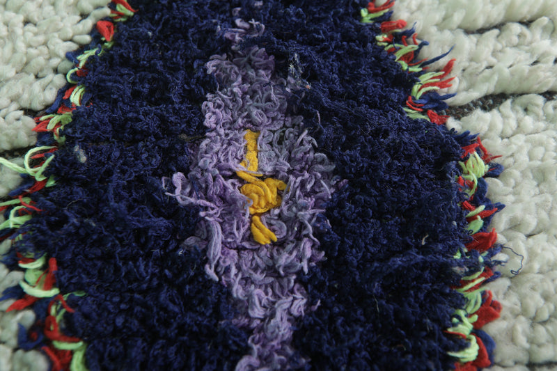 Moroccan Berber Rug with Geometric Diamond Design - 3 X 7.1 Feet - Boucherouite Rugs