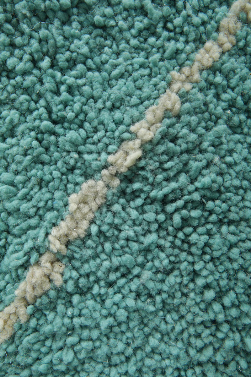 Blue Moroccan beni ourain rug with white geometric lines - 8.7 ft x 10.4 ft