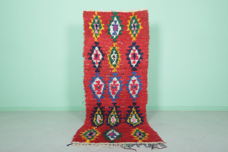 Handwoven Moroccan Rug - Vibrant 2.9 X 7.4 Feet | Authentic Decor - Boucherouite Rugs