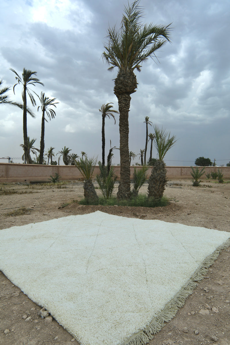 White Moroccan rug - Beni ourain custom rug