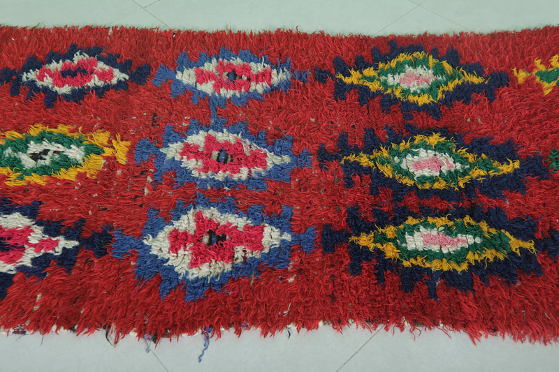 Handwoven Moroccan Rug - Vibrant 2.9 X 7.4 Feet | Authentic Decor - Boucherouite Rugs