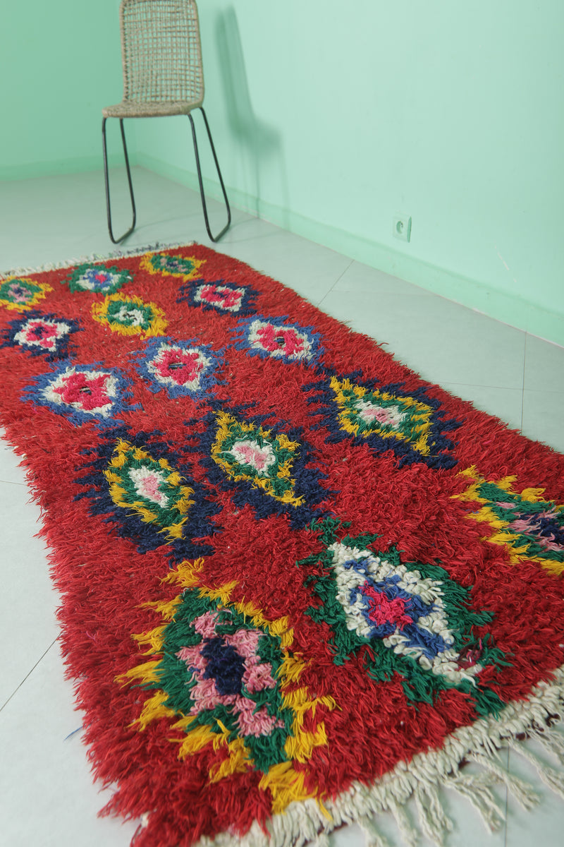 Handwoven Moroccan Rug - Vibrant 2.9 X 7.4 Feet | Authentic Decor - Boucherouite Rugs