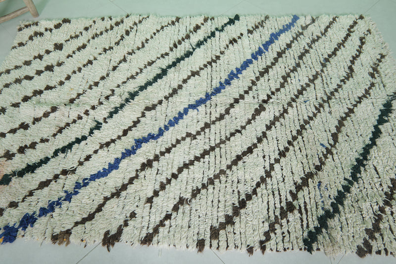 Moroccan Berber Rug - 4.1 x 6.3 ft Handwoven Striped Pattern - Boucherouite Rugs