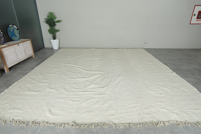 Flat woven moroccan rug 12.3 x 13.4 feet Beige morocco rug - Moroccan kilim rug