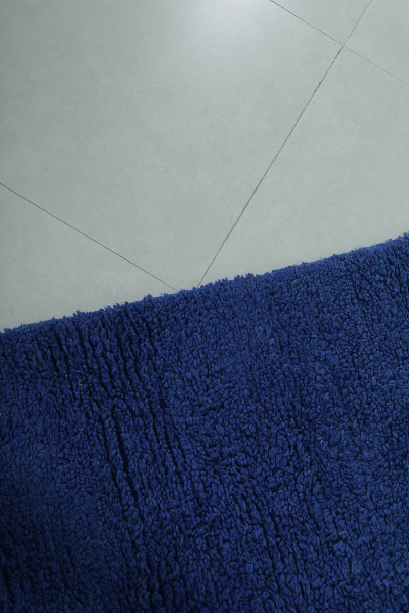 Blue Moroccan Rug - 4 x 6.2 Ft | Rounded Corner Design - Beni ourain rugs