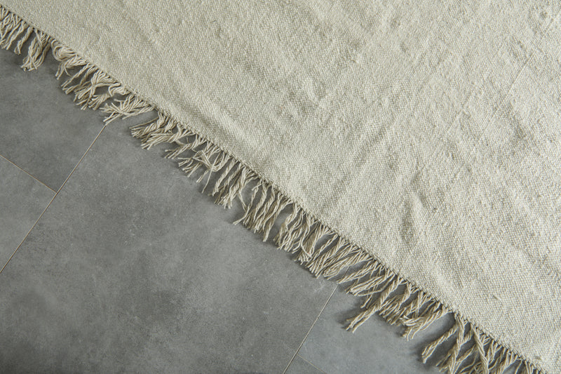 Flat woven moroccan rug 12.3 x 13.4 feet Beige morocco rug - Moroccan kilim rug