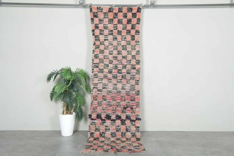 Checkered runne rug 2.4 ft x 8 ft - Handmade
