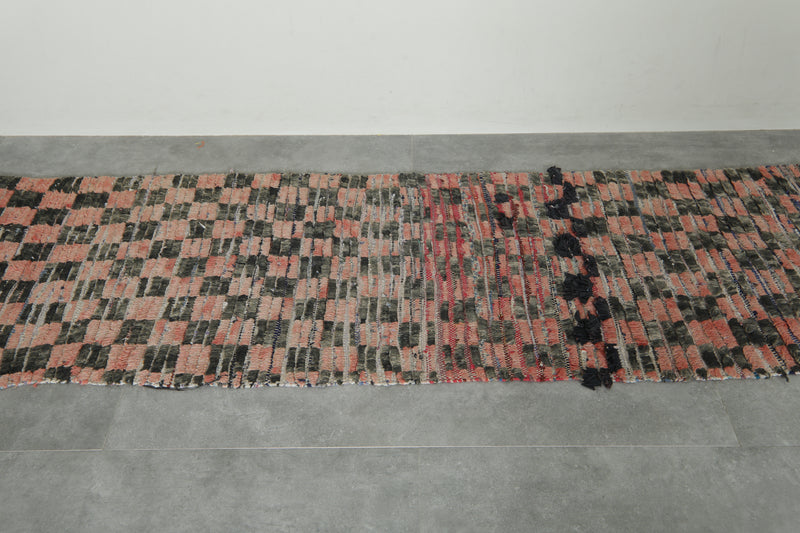 Checkered runne rug 2.4 ft x 8 ft - Handmade