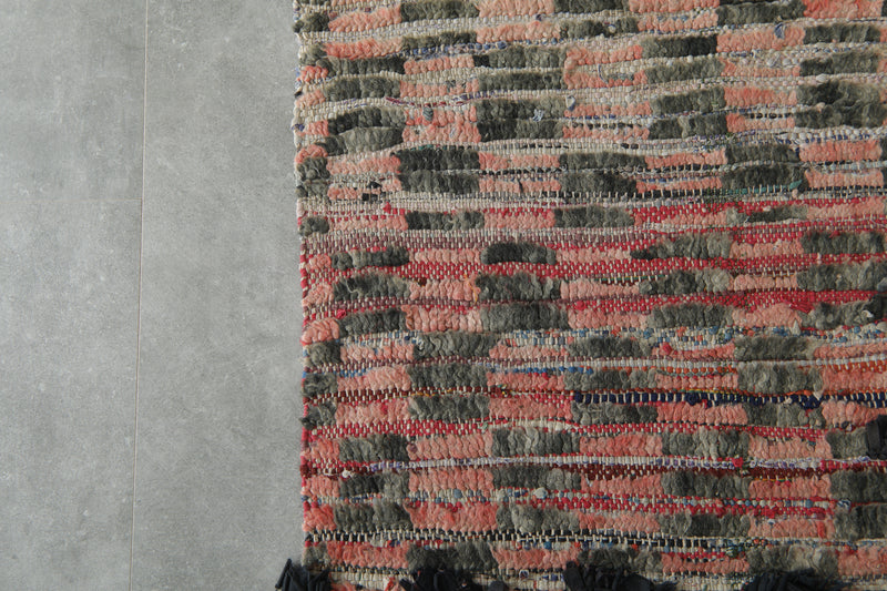 Checkered runne rug 2.4 ft x 8 ft - Handmade