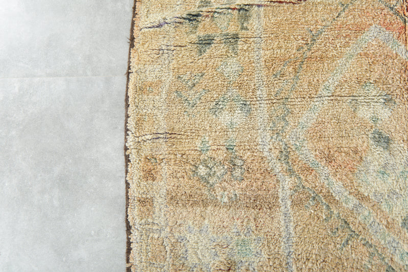 Beige geometric Moroccan rug - 5.4 ft x 12.3 ft - Handwoven wool rug