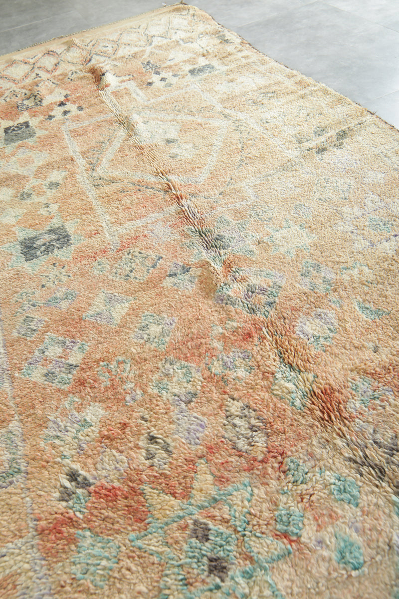 Beige geometric Moroccan rug - 5.4 ft x 12.3 ft - Handwoven wool rug