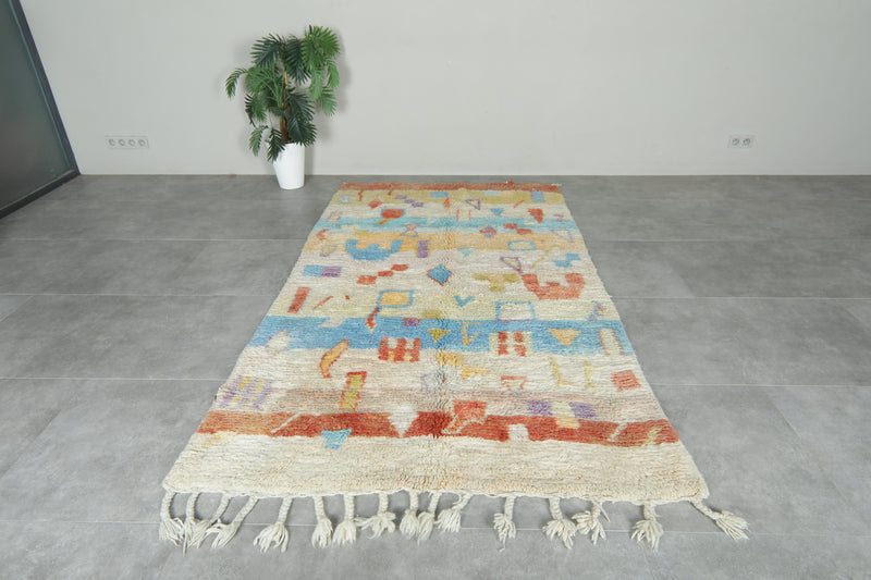 Moroccan rug with geometric design 4.8 ft x 8.4 ft - Handmade - moroccan rug