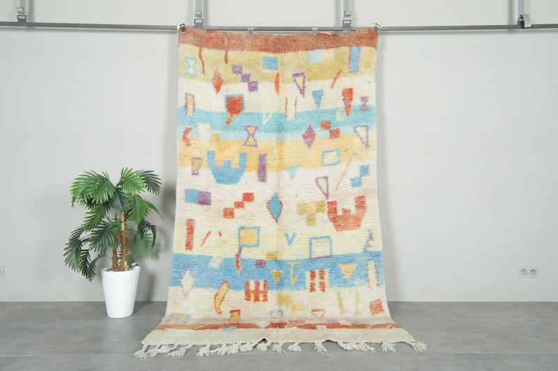 Moroccan rug with geometric design 4.8 ft x 8.4 ft - Handmade - moroccan rug