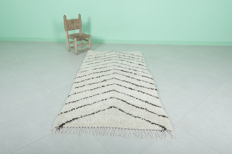 Chevron Pattern Moroccan Berber Rug - 3.1 X 6.2 Feet - Boucherouite Rugs