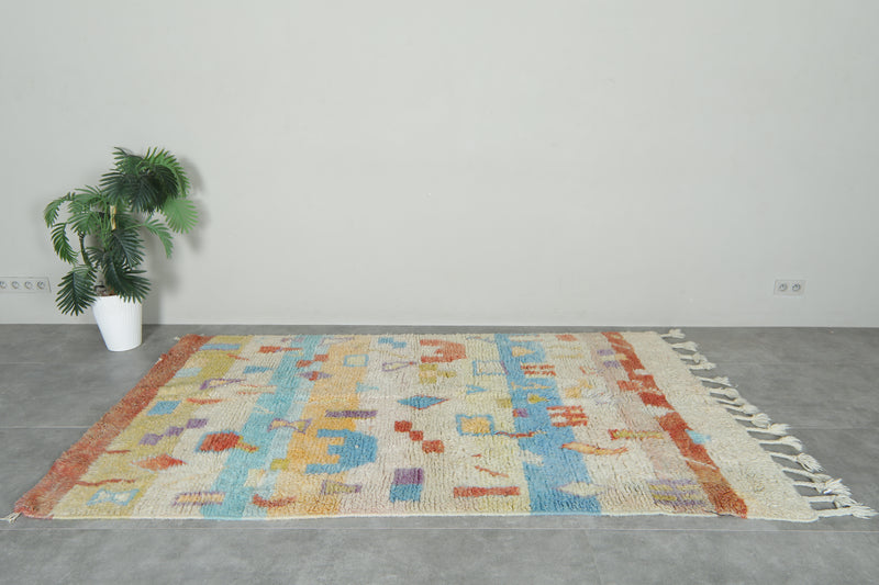 Moroccan rug with geometric design 4.8 ft x 8.4 ft - Handmade - moroccan rug
