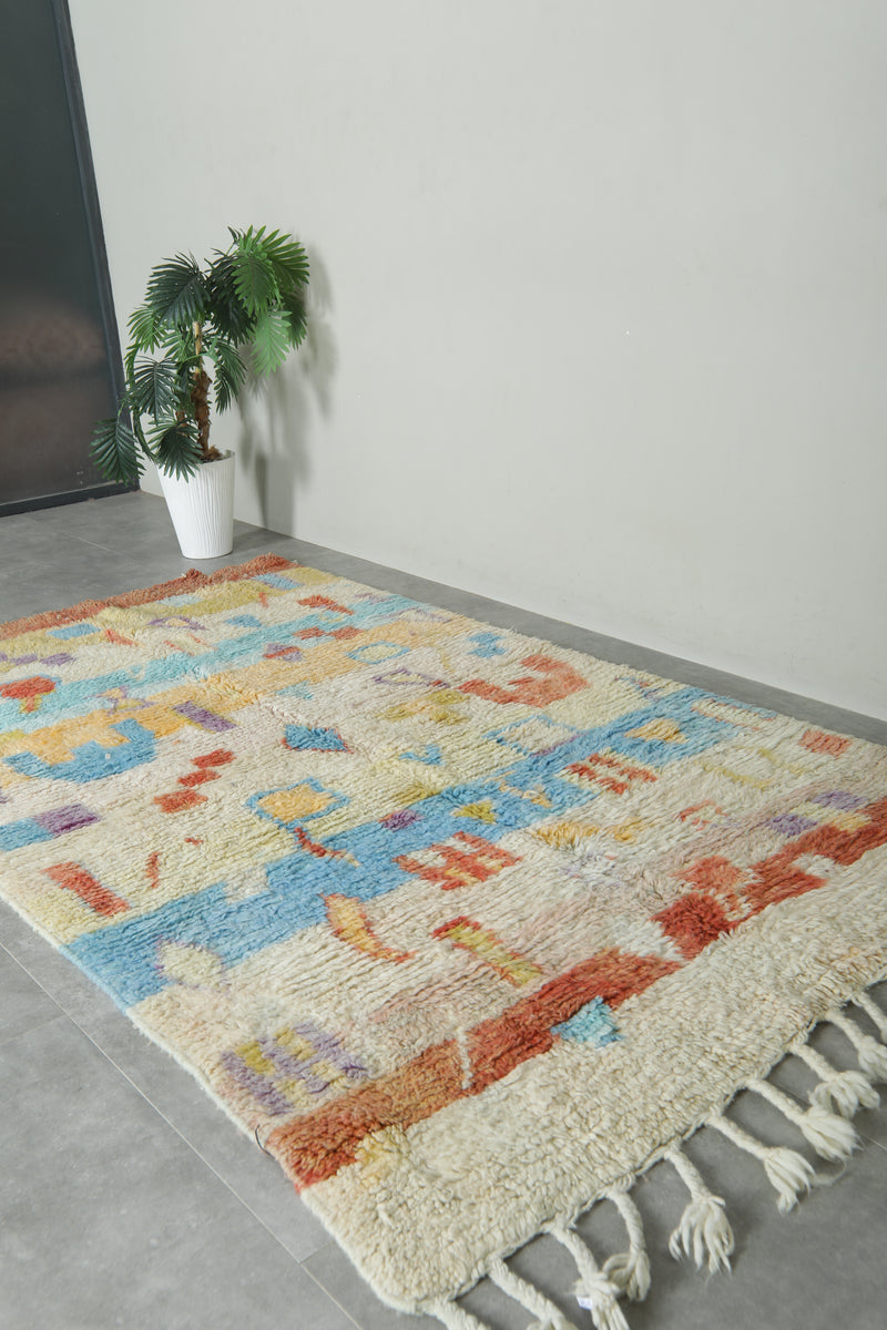 Moroccan rug with geometric design 4.8 ft x 8.4 ft - Handmade - moroccan rug