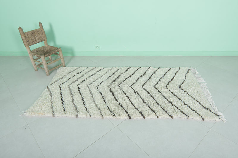 Chevron Pattern Moroccan Berber Rug - 3.1 X 6.2 Feet - Boucherouite Rugs