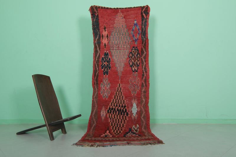 Moroccan Runner Rug 2.8 x 7.9 FT - Bold Red Bohemian Charm - moroccan rug