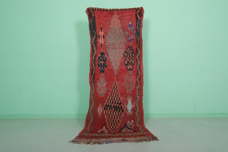 Moroccan Runner Rug 2.8 x 7.9 FT - Bold Red Bohemian Charm - moroccan rug