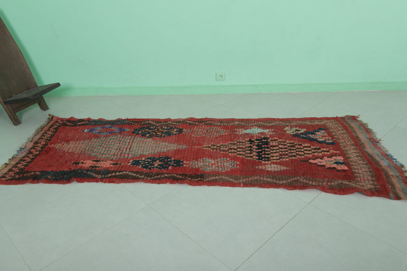Moroccan Runner Rug 2.8 x 7.9 FT - Bold Red Bohemian Charm - moroccan rug