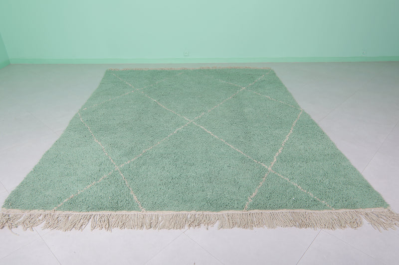 Handwoven Wool Rug in Soft Mint Green – Classic Diamond Pattern - Custom Rug