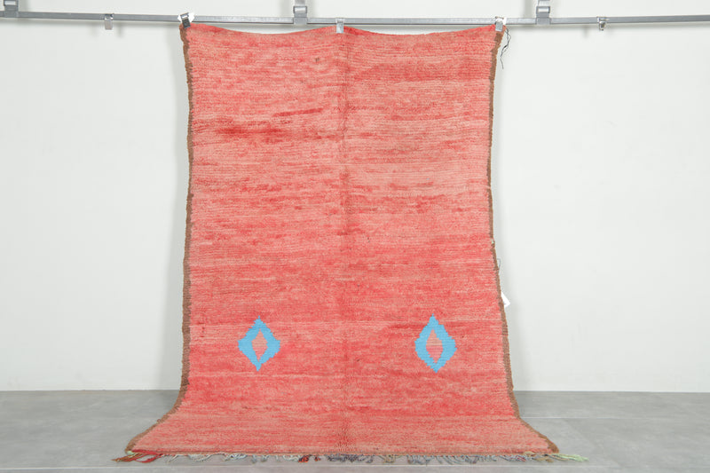 Red minimalist Moroccan rug - 4.7 ft x 7.4 ft - Handmade wool rug