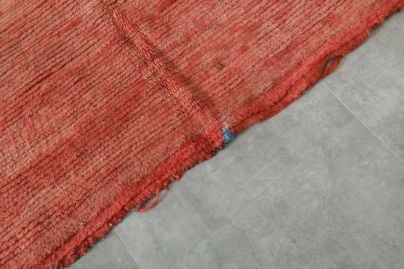 Red minimalist Moroccan rug - 4.7 ft x 7.4 ft - Handmade wool rug