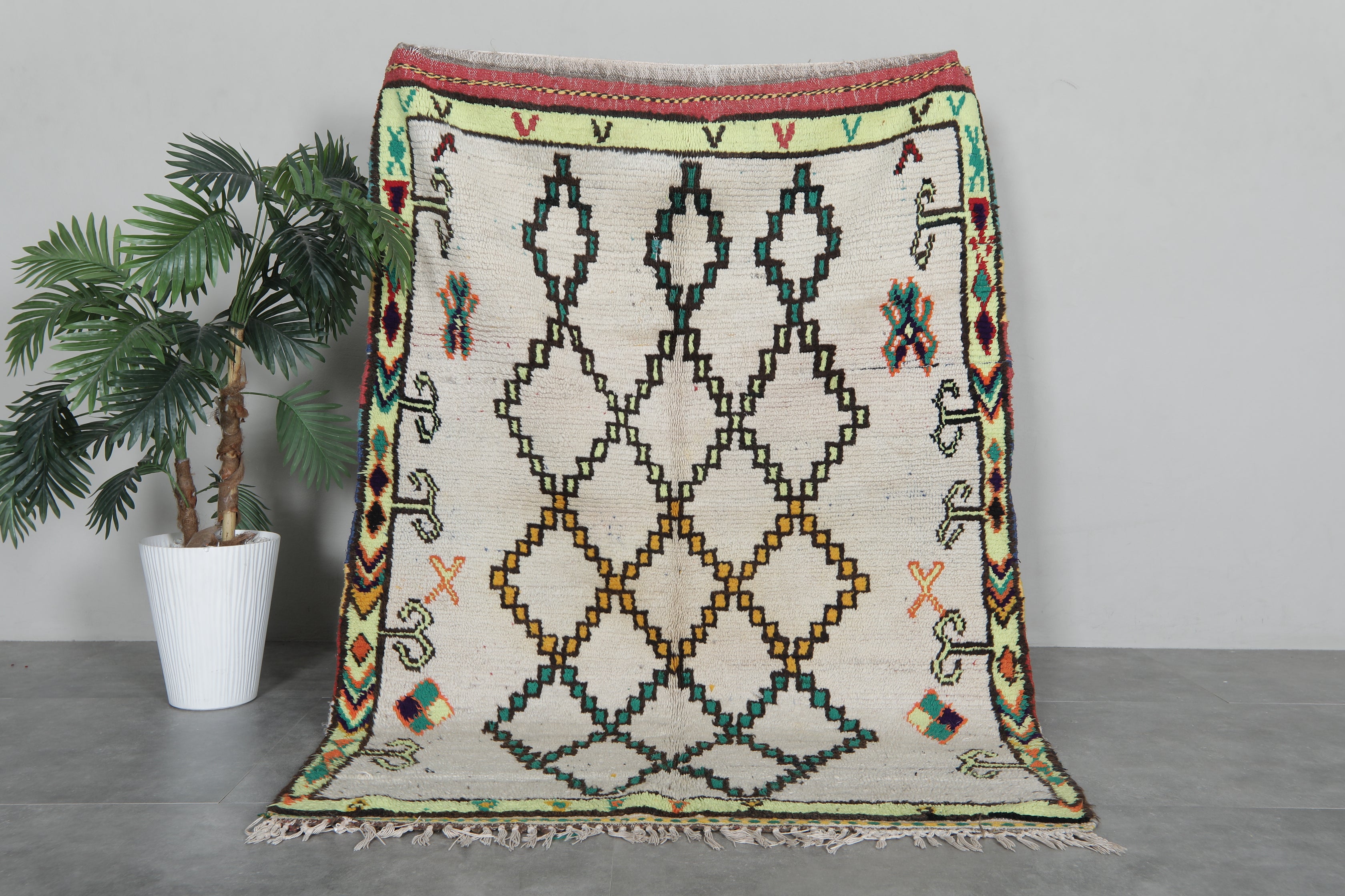 Azilal Rug 4.1 x 5.8 ft Handmade Moroccan Wool Carpet | Boho Chic ...