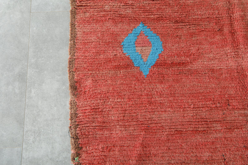 Red minimalist Moroccan rug - 4.7 ft x 7.4 ft - Handmade wool rug