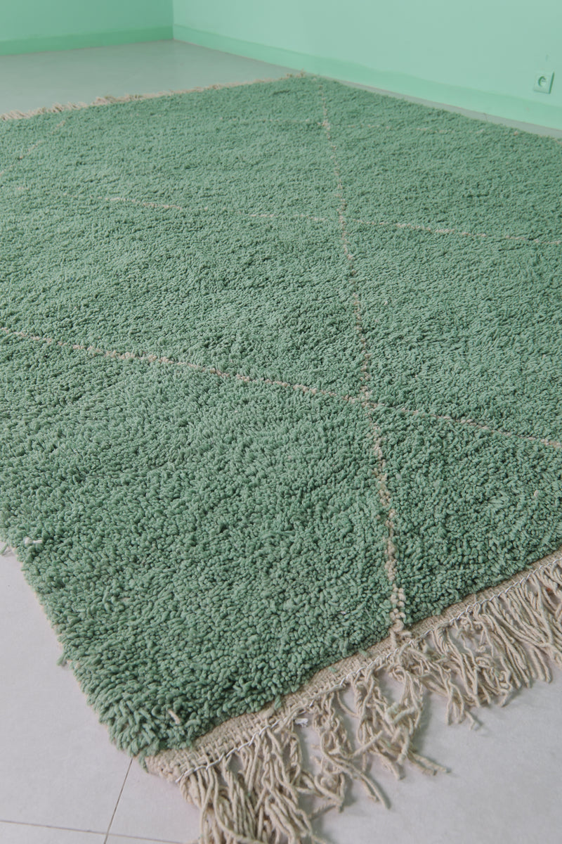 Handwoven Wool Rug in Soft Mint Green – Classic Diamond Pattern - Custom Rug