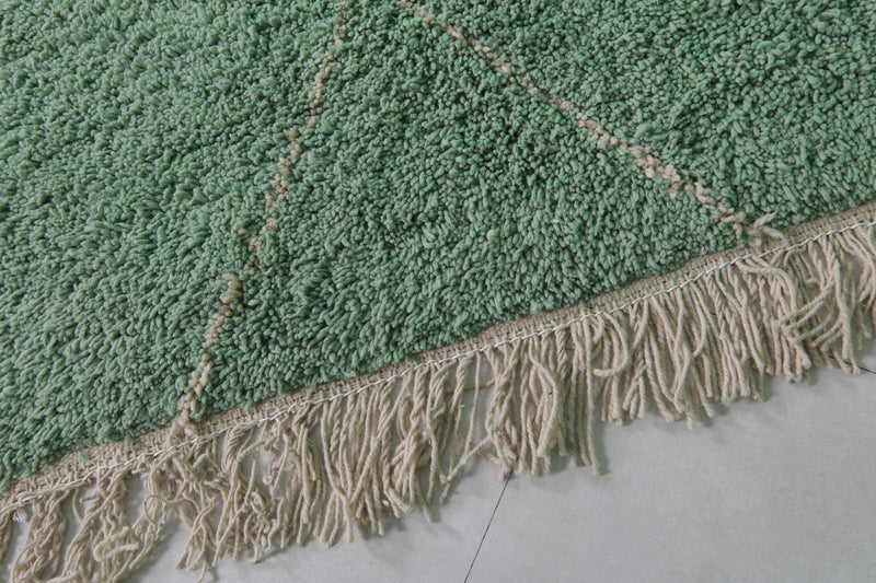 Handwoven Wool Rug in Soft Mint Green – Classic Diamond Pattern - Custom Rug