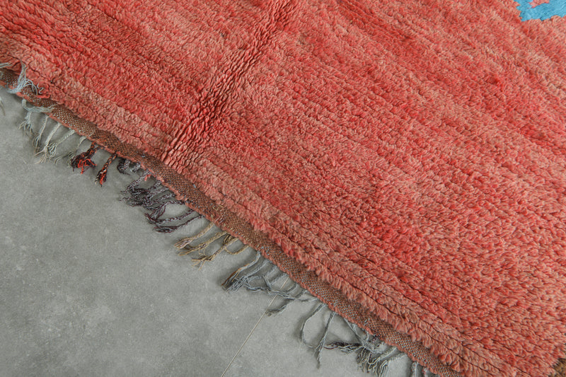 Red minimalist Moroccan rug - 4.7 ft x 7.4 ft - Handmade wool rug