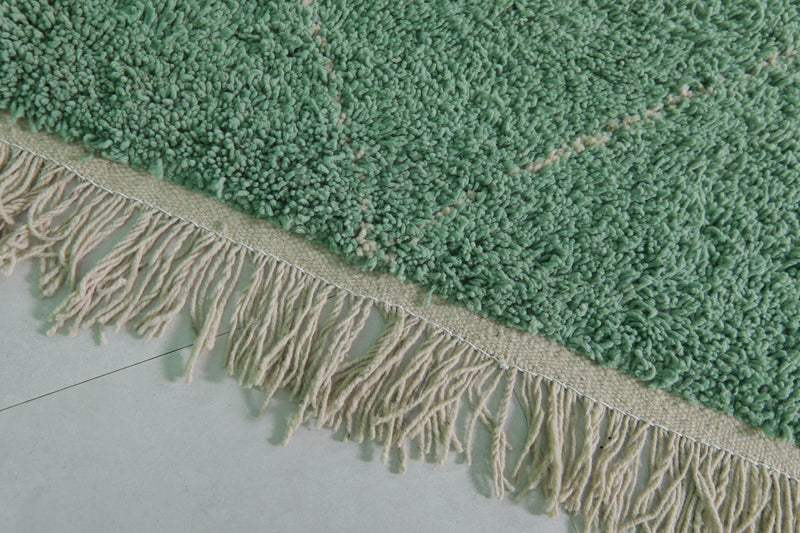 Handwoven Wool Rug in Soft Mint Green – Classic Diamond Pattern - Custom Rug