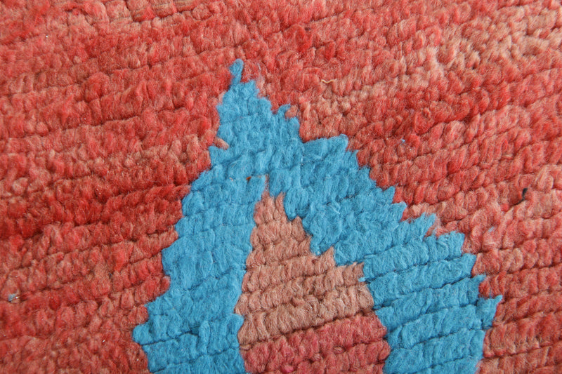 Red minimalist Moroccan rug - 4.7 ft x 7.4 ft - Handmade wool rug