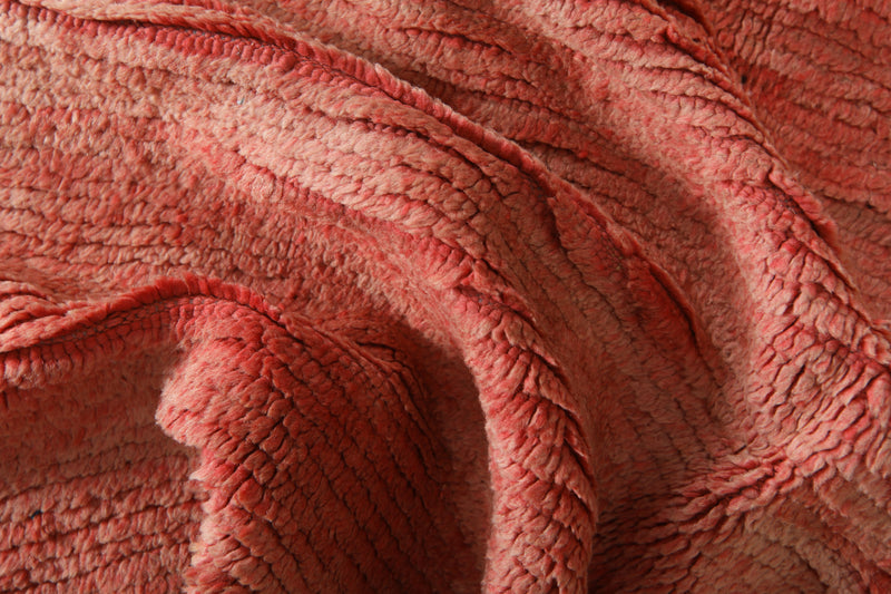 Red minimalist Moroccan rug - 4.7 ft x 7.4 ft - Handmade wool rug