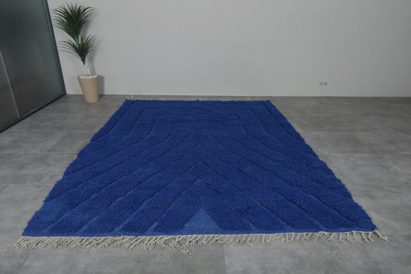 Wool Rug in Deep Royal Blue – Handwoven Abstract Arch Design - Wool Rug