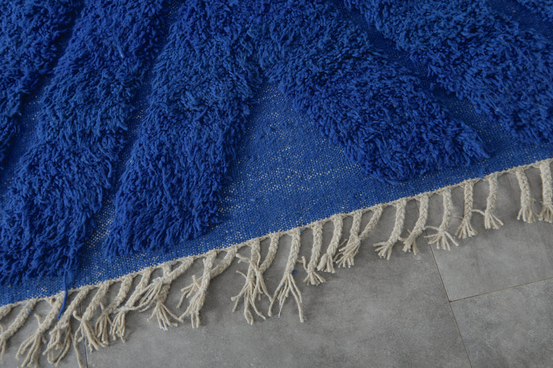Wool Rug in Deep Royal Blue – Handwoven Abstract Arch Design - Wool Rug