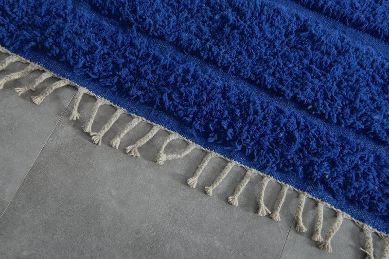 Wool Rug in Deep Royal Blue – Handwoven Abstract Arch Design - Wool Rug