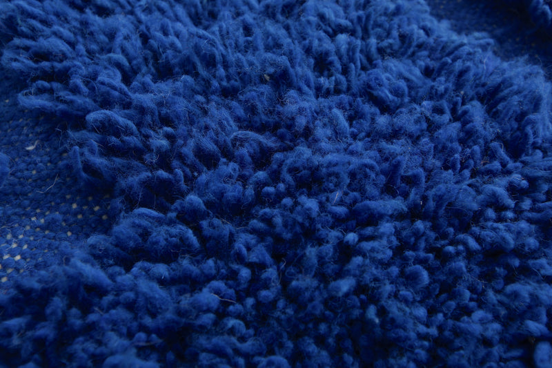 Wool Rug in Deep Royal Blue – Handwoven Abstract Arch Design - Wool Rug