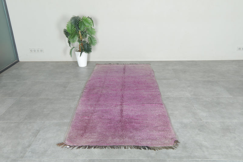 Minimalist purple beni ourain Moroccan rug - 3.8 ft x 8.1 ft - Handwoven wool rug
